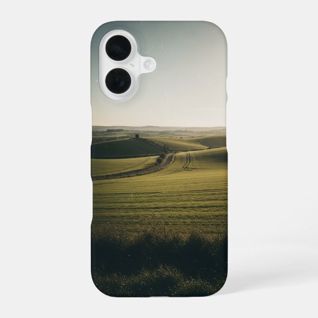 Vintage Countryside with Green Hills iPhone 16 Case (Back)