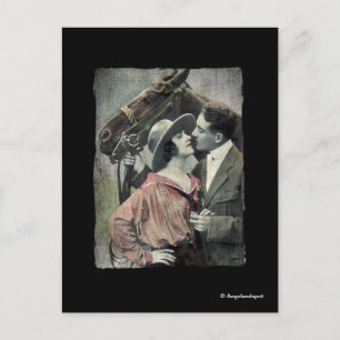 Vintage Couple and Horse Postcard