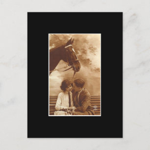 Vintage Couple and Horse Postcard