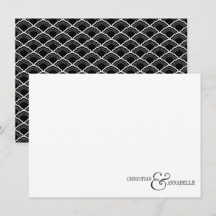 Vintage Couple Black Scallop Wedding Stationery Card