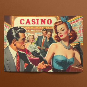 Vintage Couple Casino Illustration Tissue Paper