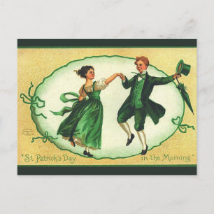 Vintage Couple Dancing on St Patricks Day Postcard
