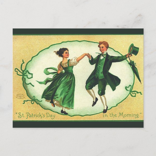 Vintage Couple Dancing on St Patricks Day Postcard (Front)