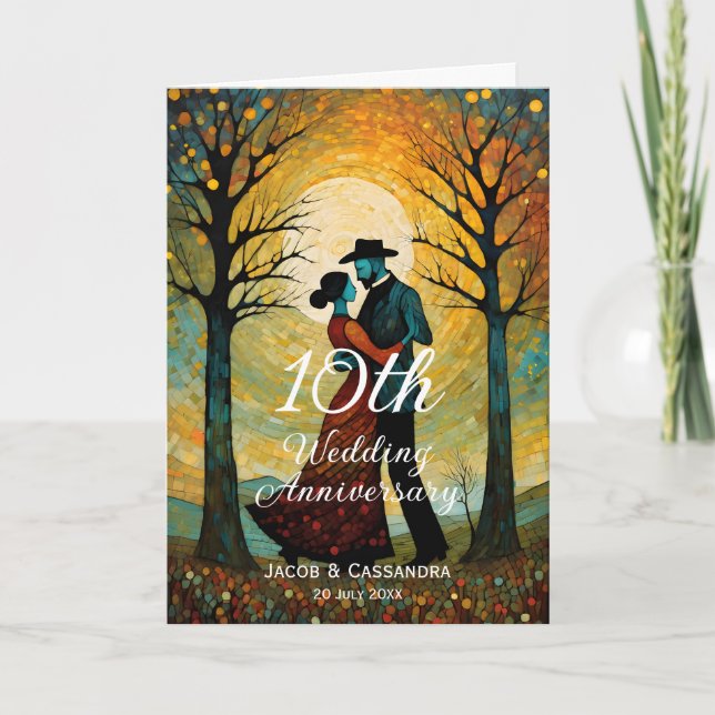 Vintage Couple Dancing Under The Moon Anniversary Card (Front)