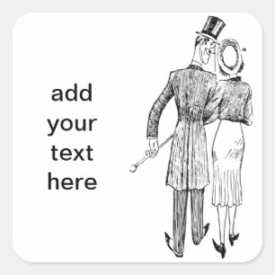Vintage Couple in Love Square Sticker