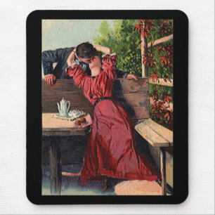 Vintage Couple Kissing Valentines Mouse Mat