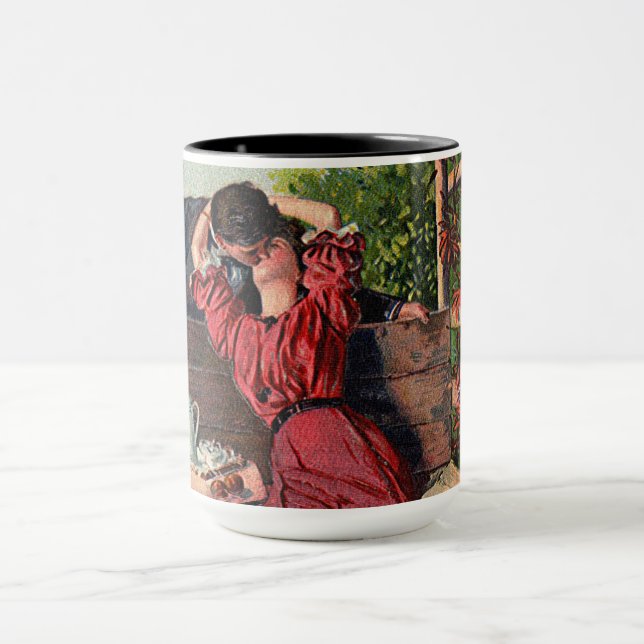 Vintage Couple Kissing Valentines Mug (Center)