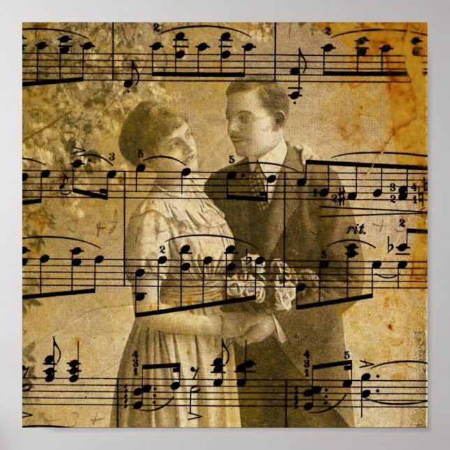 Vintage Couple Muscial Notes Poster (Front)