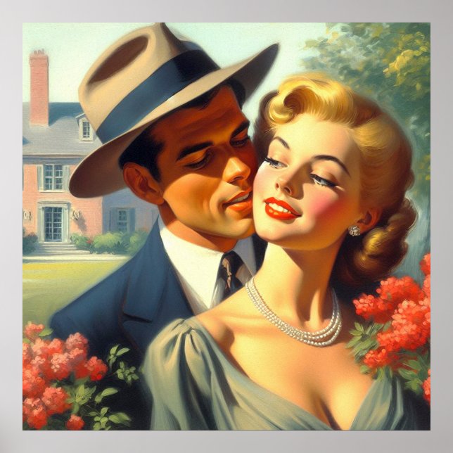 Vintage Couple Oil Painting Poster (Front)
