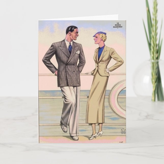 Vintage Couple on Cruise Card (Front)