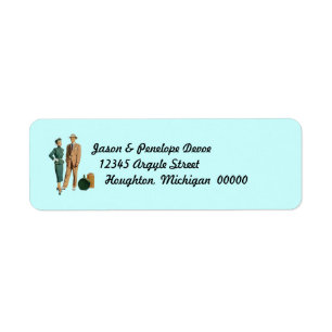 Vintage Couple on Vacation Return Address Labels