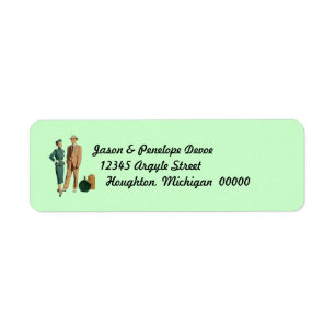 Vintage Couple on Vacation Return Address Labels