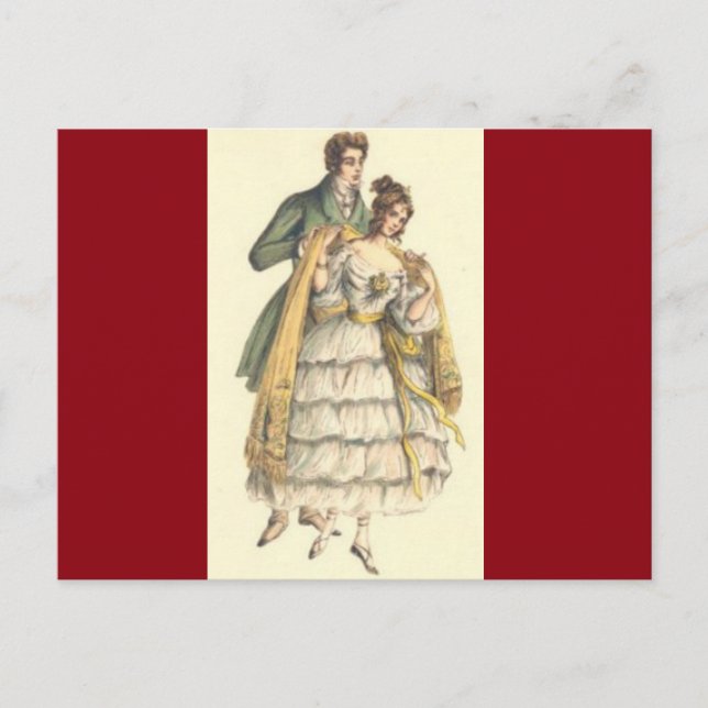 Vintage Couple Red Victorian Christmas Postcard (Front)