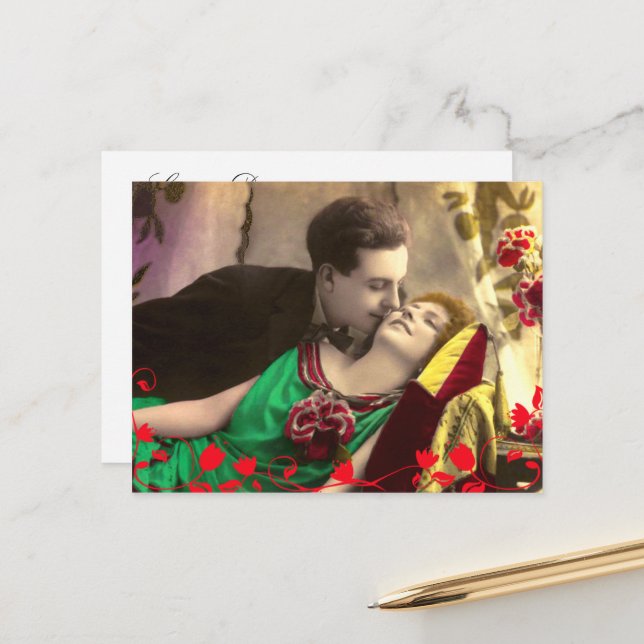 Vintage Couple Save the Date Template (Front/Back In Situ)