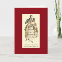 Vintage Couple Victorian Christmas Holiday Card