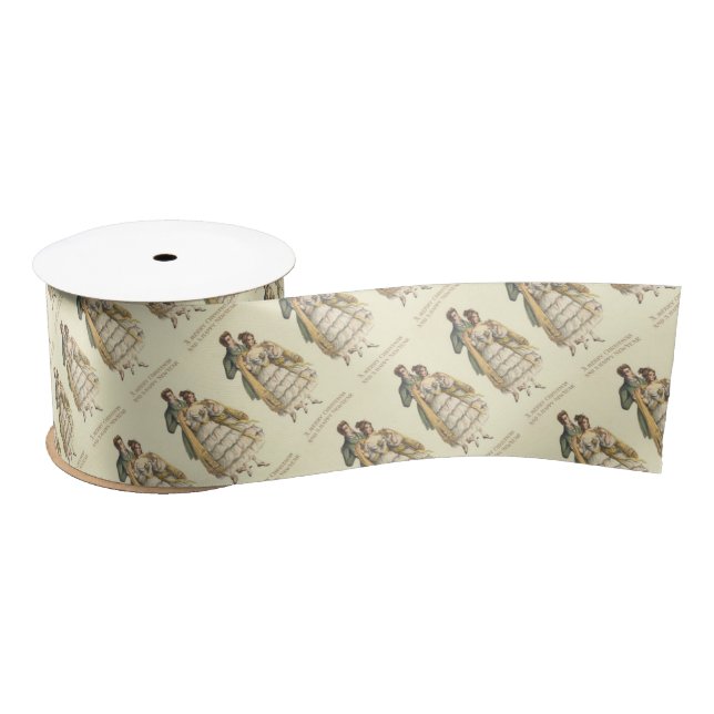 Vintage Couple Victorian Christmas Ribbon Satin Ribbon (Spool)