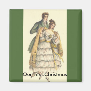 Vintage Couple Victorian Our First Christmas Magnet