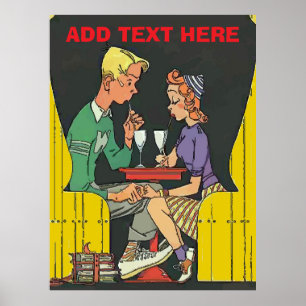 Vintage Couple with Soda Poster