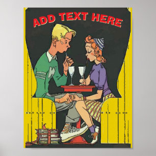 Vintage Couple with Soda Poster