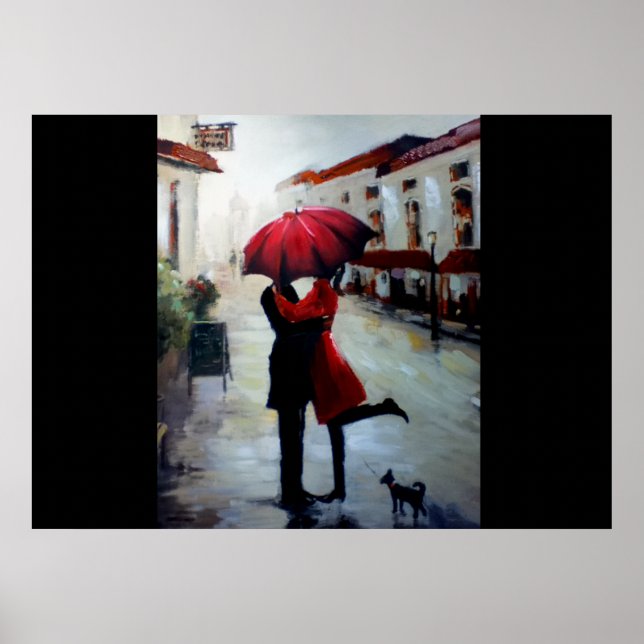 Vintage Couple with Umbrella and Dog Print (Front)