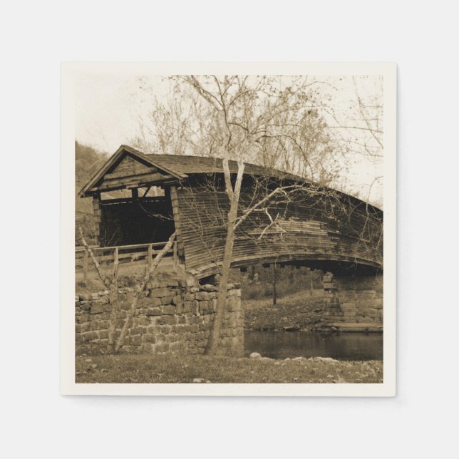 Vintage Covered Bridge Napkin (Front)