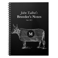 Vintage Cow Blanket Monogram Breeders B Notebook