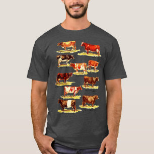 Vintage Cow Breeds Retro Farmer Beef and Dairy  T-Shirt