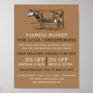 Vintage Cow, Cheesemonger Advertising Poster