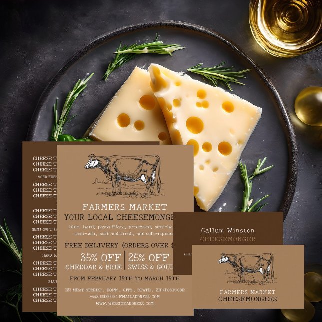 Vintage Cow, Cheesemonger Business Card (Creator Uploaded)