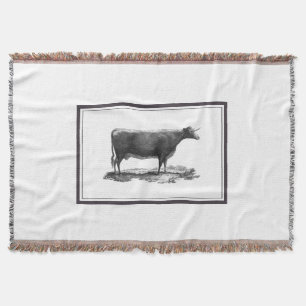 Vintage cow etching blanket