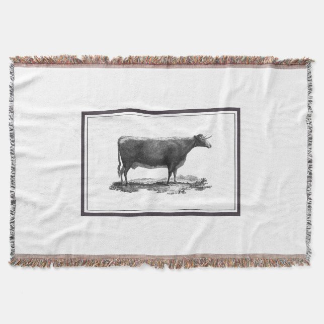 Vintage cow etching blanket (Front)