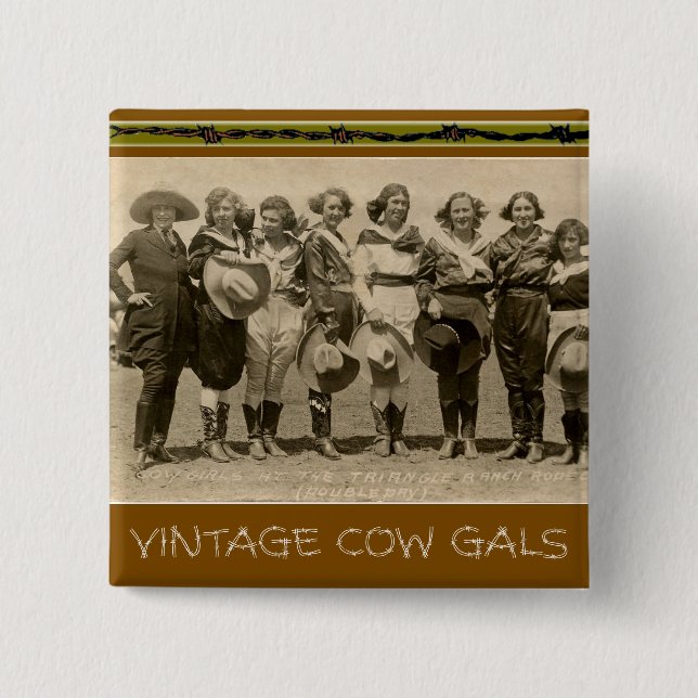 "Vintage Cow Gals" 15 Cm Square Badge (Front)