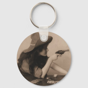 Vintage Cow Girl Key Ring