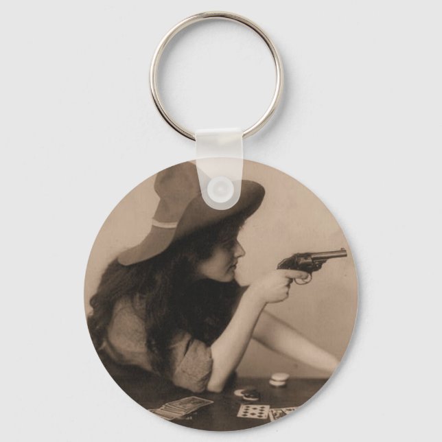 Vintage Cow Girl Key Ring (Front)