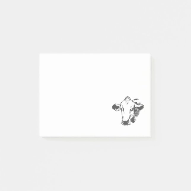 Vintage Cow Head Illustration Post-it Notes (Front)