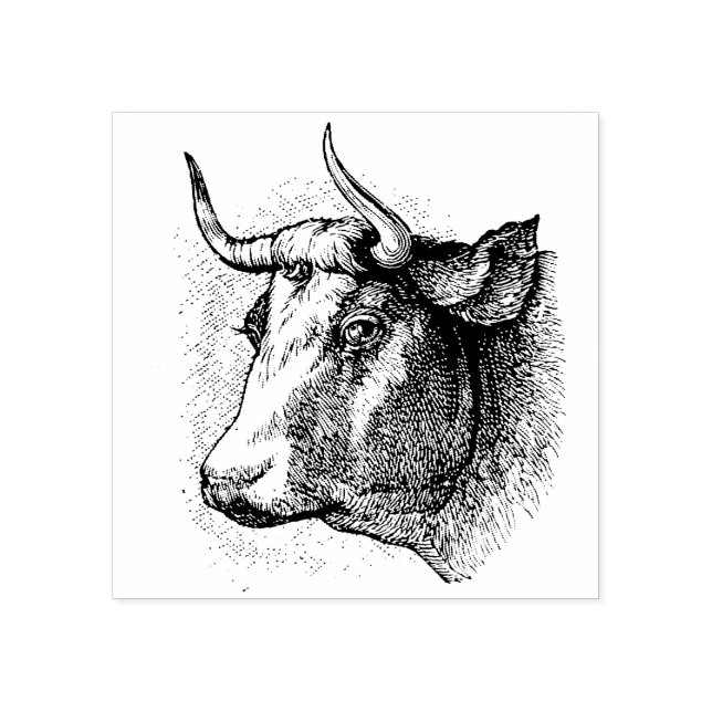Vintage Cow Head Rubber Stamp (Imprint)