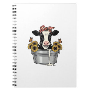 Vintage Cow in Tub Sunflower Butterfly Vector Desi Notebook