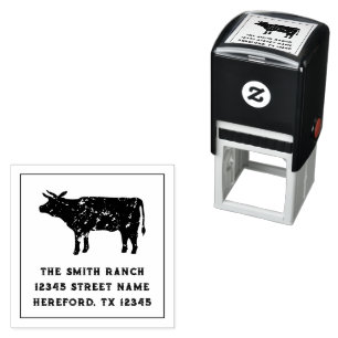 Vintage cow logo self inking return address stamps