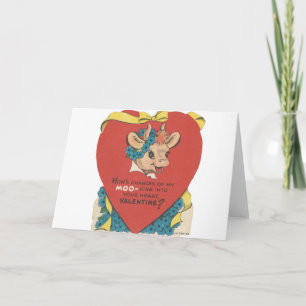 Vintage "Cow Moo" Valentine Holiday Card