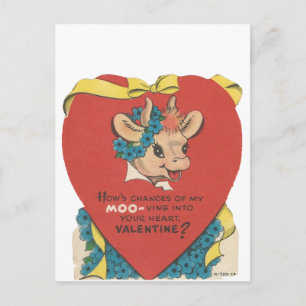 Vintage "Cow Moo" Valentine Holiday Postcard