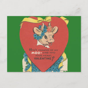 Vintage "Cow Moo" Valentine Holiday Postcard