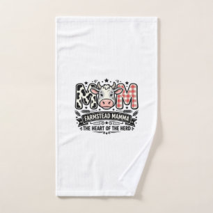Vintage Cow Mum Farm Animal Mothers Day Hand Towel