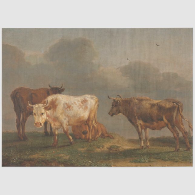 Vintage Cow Painting Tissue Tissue Paper (Front)