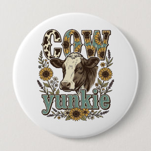 Vintage Cow Yunkie Sunflower Farmhouse Design_1 10 Cm Round Badge