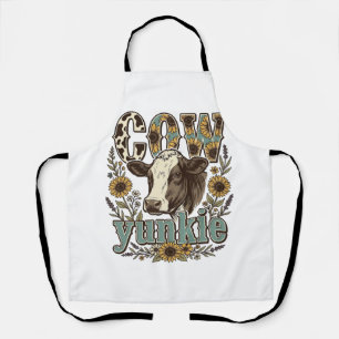 Vintage Cow Yunkie Sunflower Farmhouse Design_1 Apron