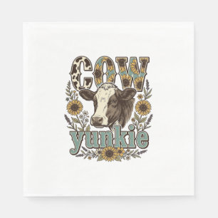 Vintage Cow Yunkie Sunflower Farmhouse Design_1 Napkin