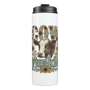 Vintage Cow Yunkie Sunflower Farmhouse Design_1 Thermal Tumbler
