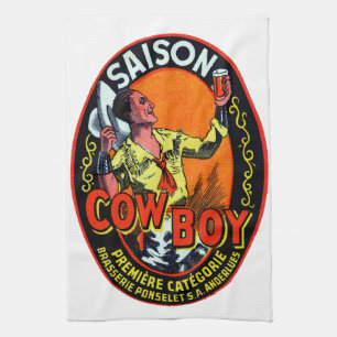 Vintage Cowboy Ale Tea Towel