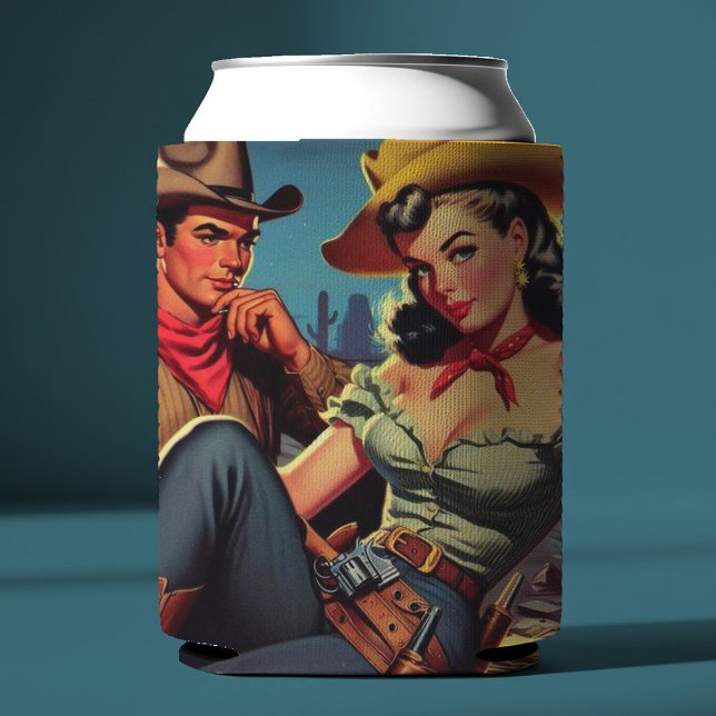Vintage Cowboy and Cowgirl Can Cooler (Creator Uploaded)