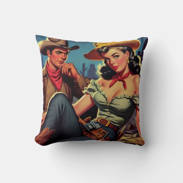 Vintage Cowboy and Cowgirl Cushion (Front)